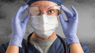 Medical worker with protective apparel