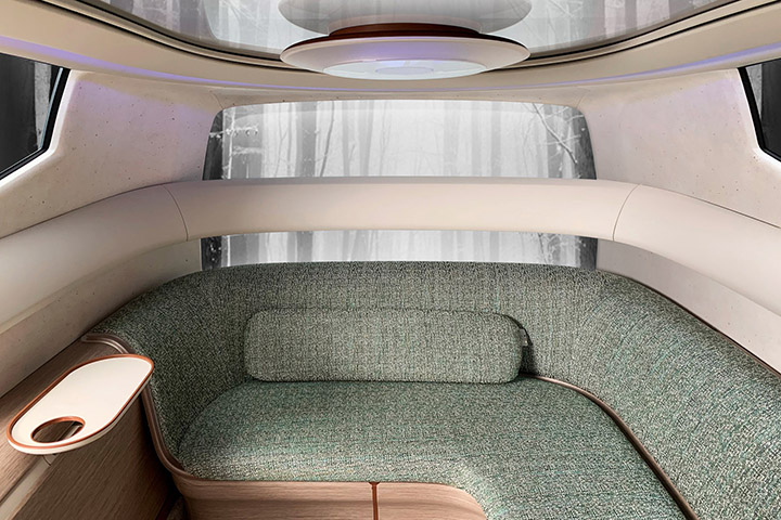 The use of copper and hygienically treated fabric with antibacterial functions ensure all surfaces inside Hyundai’s Seven concept car remain clean at all times. Photo courtesy of Hyundai