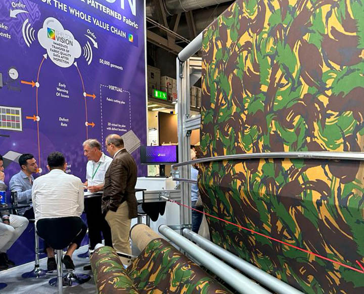 The WebSpector automated fabric inspection system was demonstrated detecting faults on camouflage fabrics at speeds of up to 100 meters a minute during ITMA 2023.