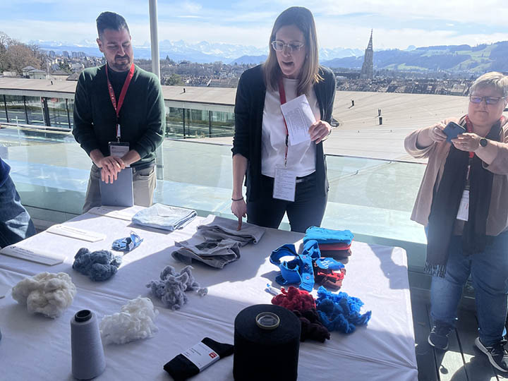 Rieter’s Franziska Häfeli explains the processes explored in the two-year Texcircle project. Photo courtesy of A.Wilson