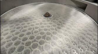 Compass Wire Cloth Round Separator Screens sit at the front end of the water reclamation system to remove lint, sand, pins, and other solids from heavily loaded wash water before it reaches downstream filtration and heat exchangers.