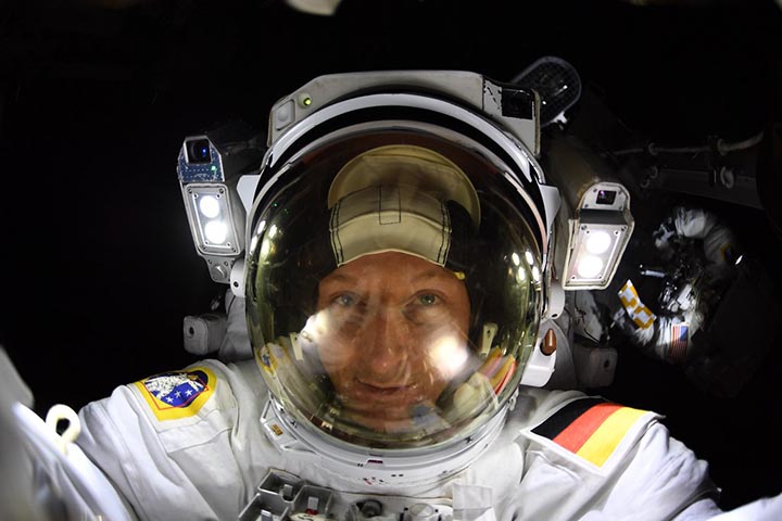 European Space Agency (ESA) astronaut Matthias Maurer's first spacewalk on 5 April 5, 2022. Photo courtesy NASA/ESA-M.Maurer