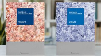 The winners’ trophies are made from 81% textiles and 19% eco-friendly binding agent. Each award is unique in terms of fibre composition, colour variations and surface texture. (Photo: Messe Frankfurt)