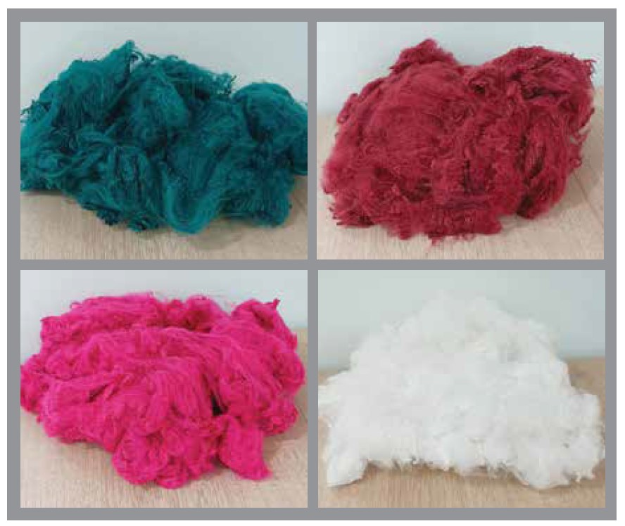 Samples of recycled Ecosphere fibers. Courtesy Ganesha Ecosphere