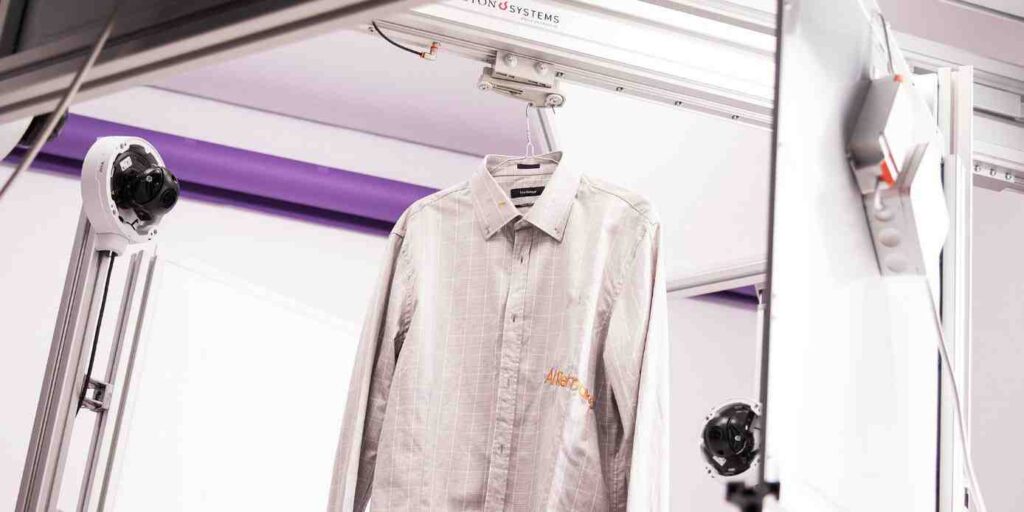 Used clothing items are photographed and analysed in the project’s test facility at Science Park Borås. © Vasilios Bartziokas.