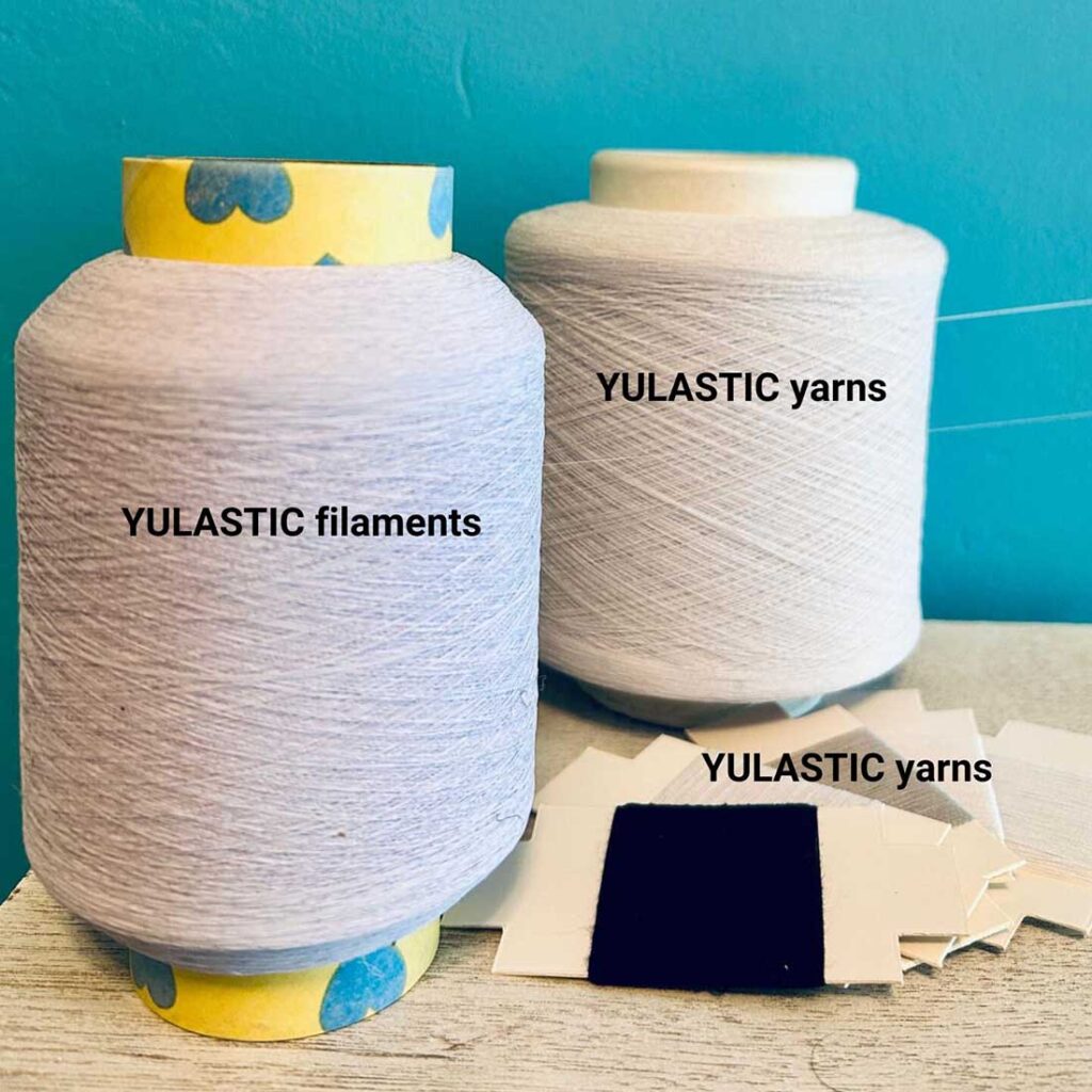 Yulastic® natural rubber filaments are biodegradable in one to two years. Photo courtesy of Yulex