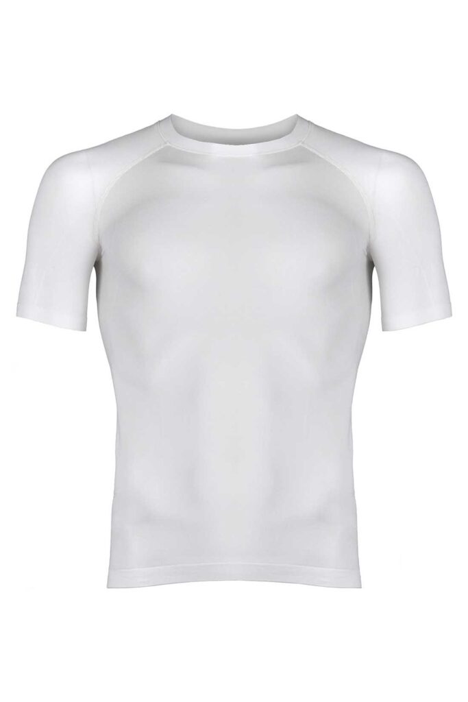 Seamless knit T-shirt made using organic polyethylene by Falke. Photo courtesy of Falke