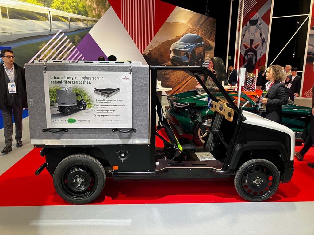 The expanded Bio-Materials Village at JEC World 2026 underlined the rapid progress of natural fiber composites. Photo courtesy of Alliance for European Flax-Linen and Hemp.