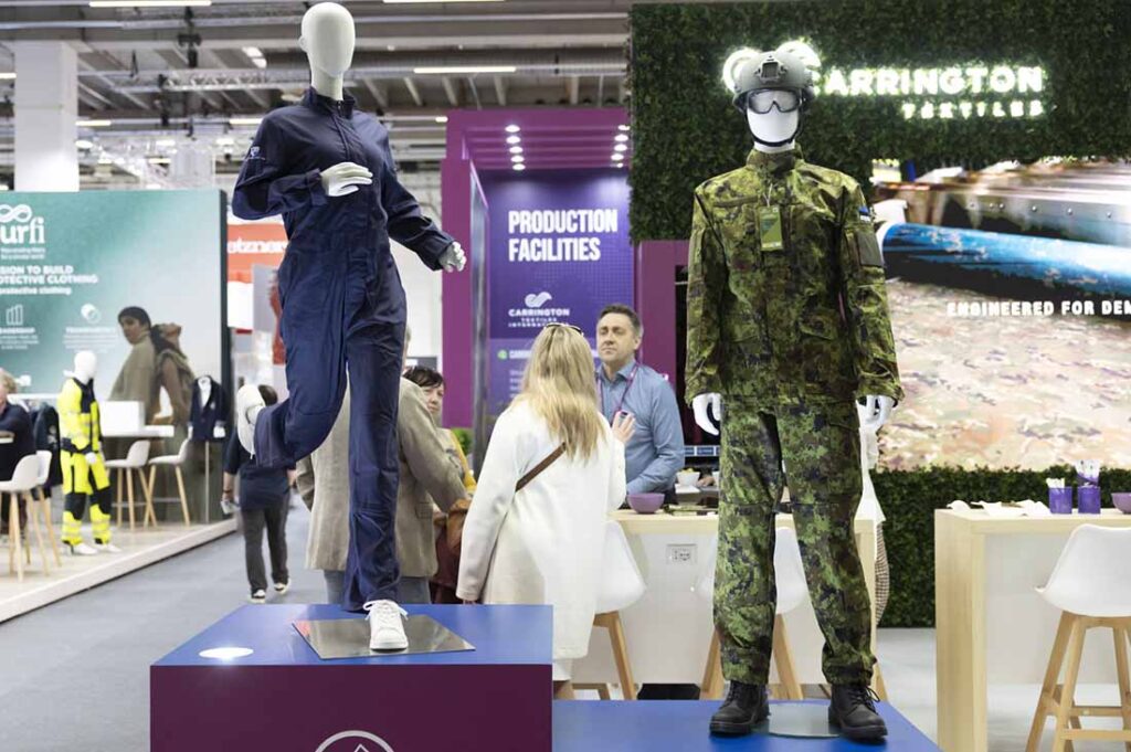 Carrington’s new generation of inherent flame-retardant fabrics was said to have included proprietary blends that have not previously existed. Photo courtesy of Messe Frankfurt