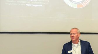 Gaston College's Dr. John Hauser discussing FutureTEX during the STA Summer Marketing Forum.