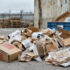 Paper waste from packaging. AI generated