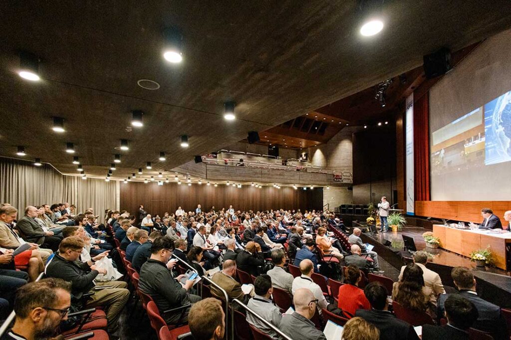 Opening session of the 64th Dornbirn Global Fiber Congress. Meaningful presentations filled the 
2½ days of the GFC. Photo courtesy of Dornbirn GFC