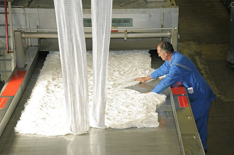 Polyester staple fiber production at Trevira in Bobingen/Bavaria (Germany).
